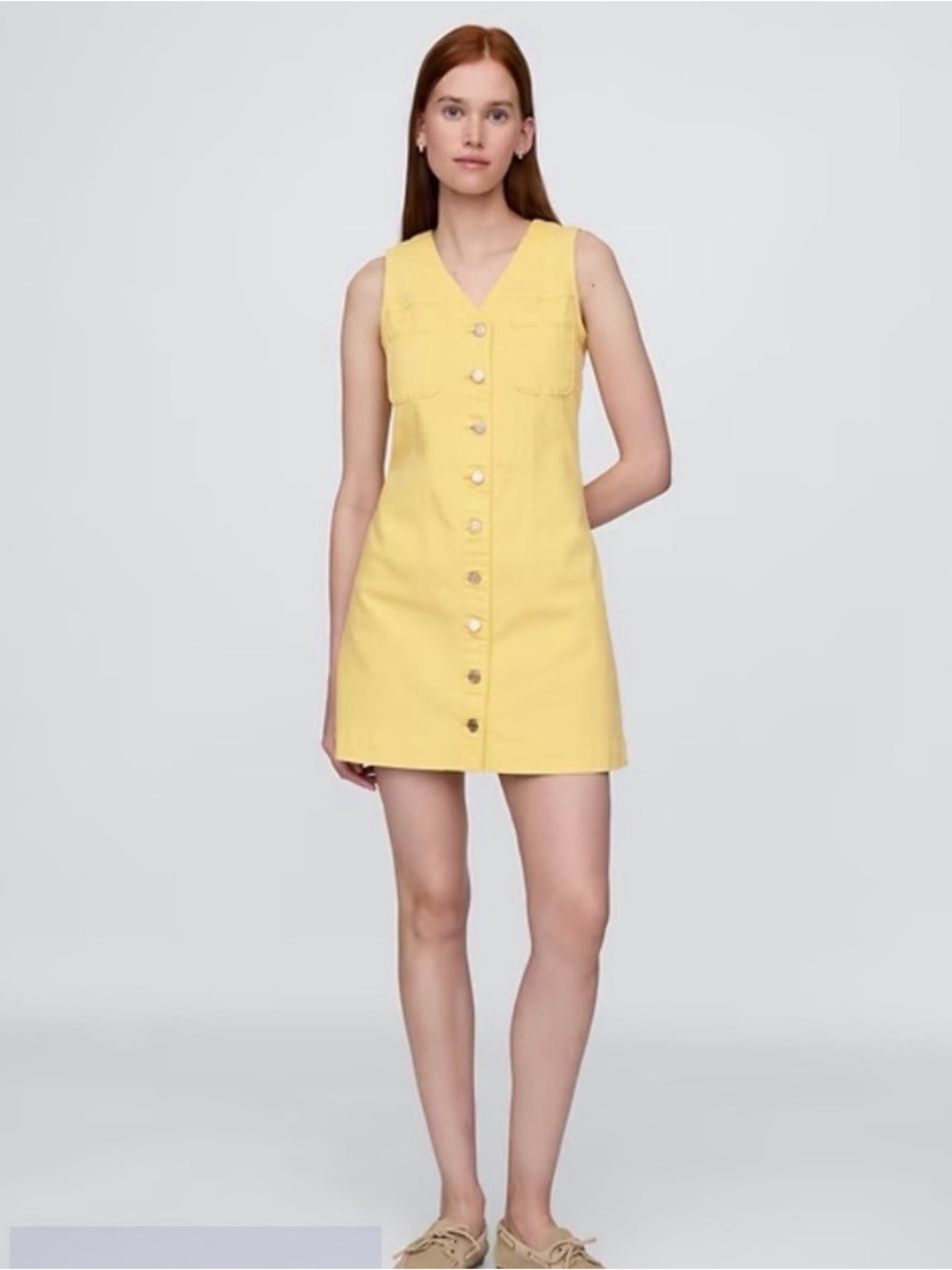 GAP Yellow Denim Button-Up Dress